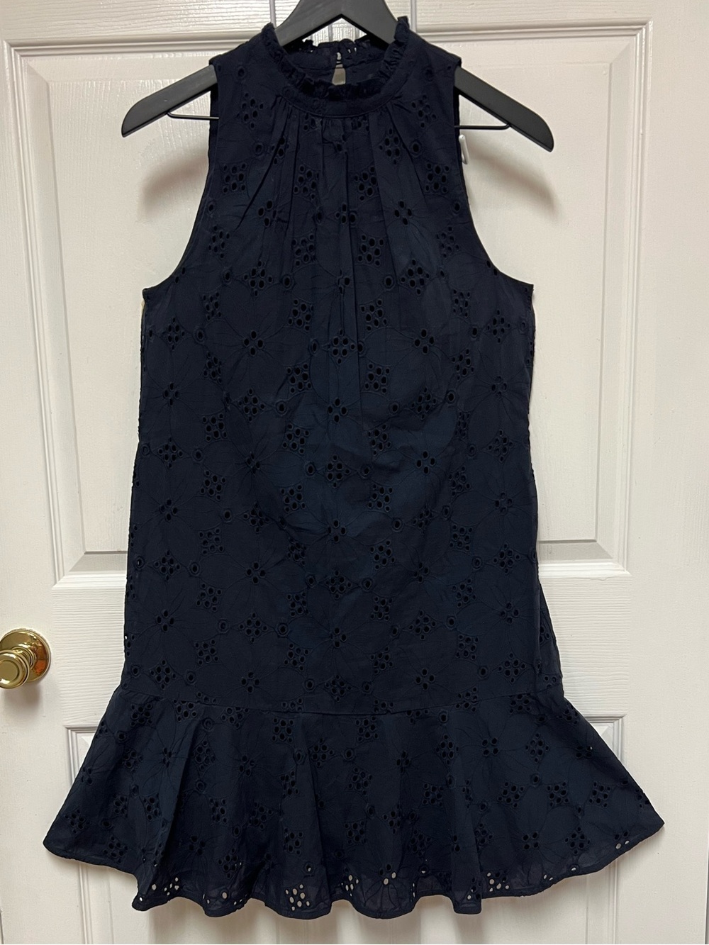 Ann Taylor Women’s Dark Blue Eyelet Sleeveless Dress